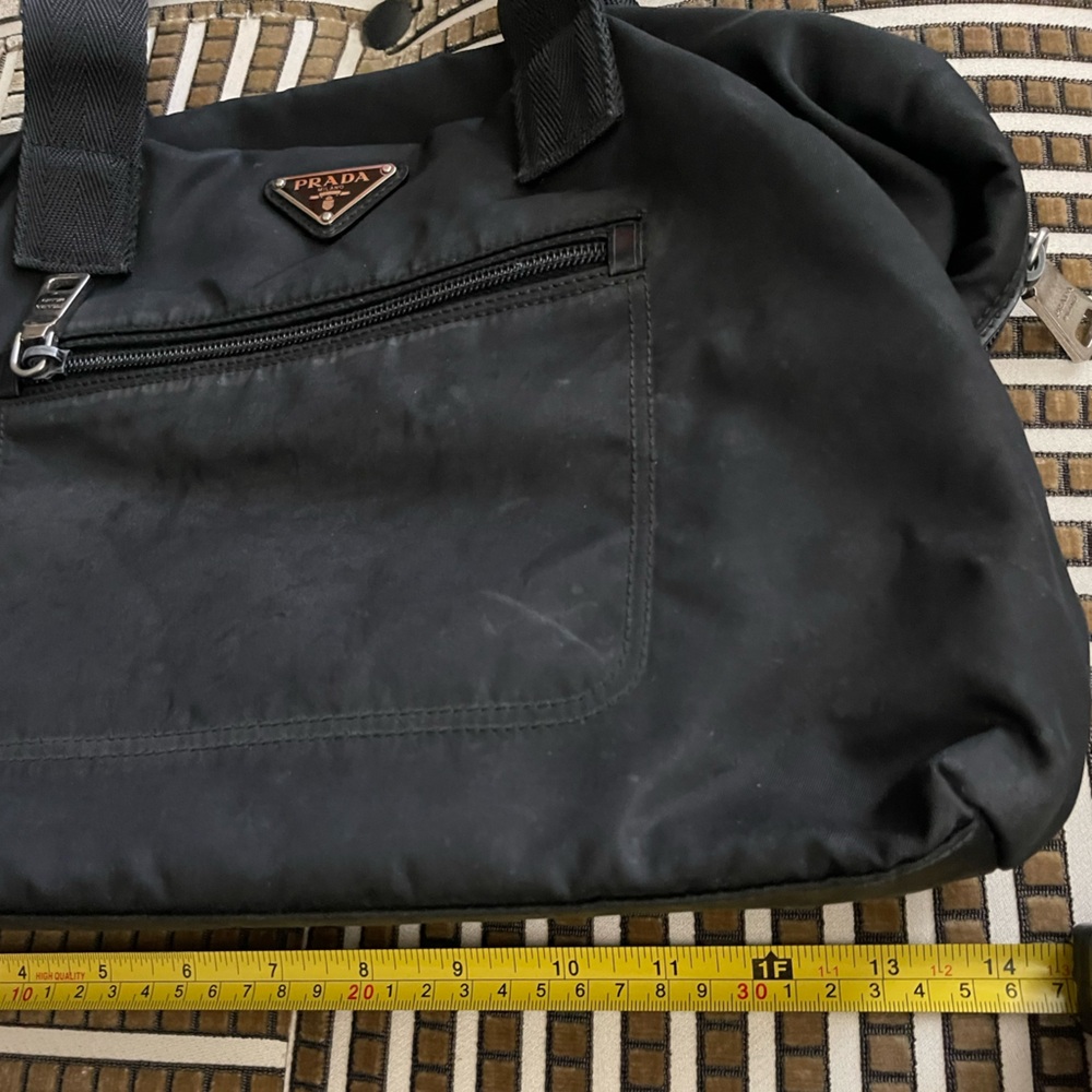PRADA Black Logo Nylon x Leather Shoulder Bag - Picture 12 of 13